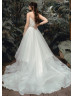 Illusion Neck Tulle Ruffled Chic Wedding Dress Illusion Neck Tulle Ruffled Chic Wedding Dress